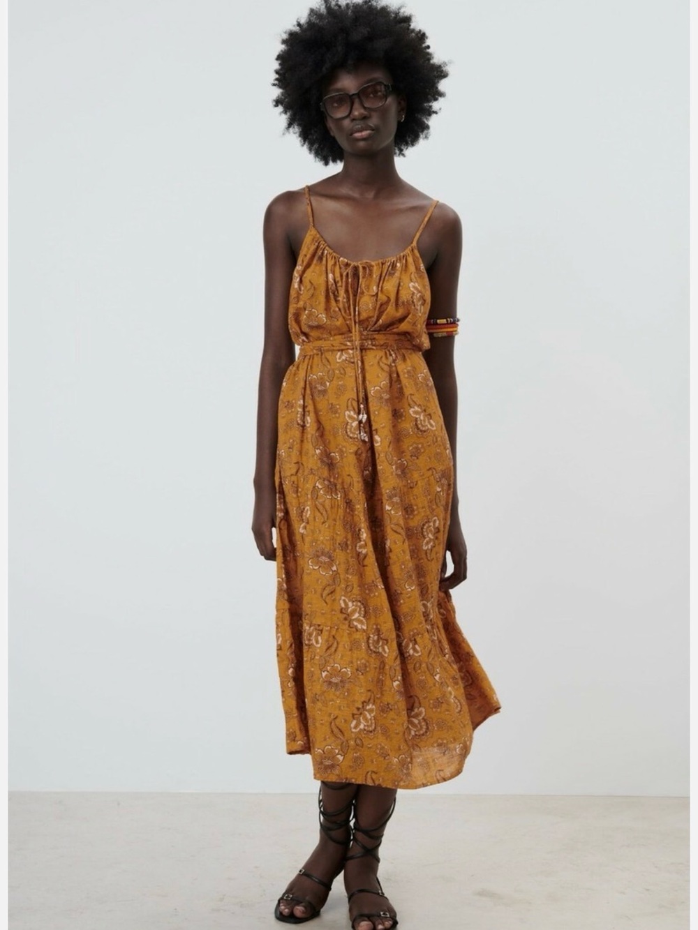 NWT ZARA PRINTED MIDI DRESS XS
